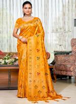 Silk Yellow Festival Wear Weaving Saree